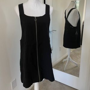 Black full zip-front mini dress